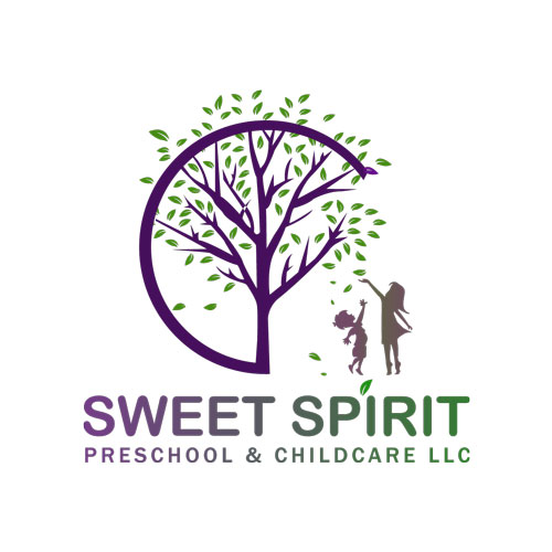 A logo with "Sweet Spirit Preschool & Child Care" featuring a tree and playful imagery, emphasizing care and growth.