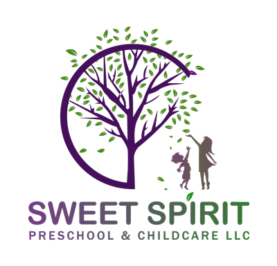A logo with "Sweet Spirit Preschool & Child Care" featuring a tree and playful imagery, emphasizing care and growth.